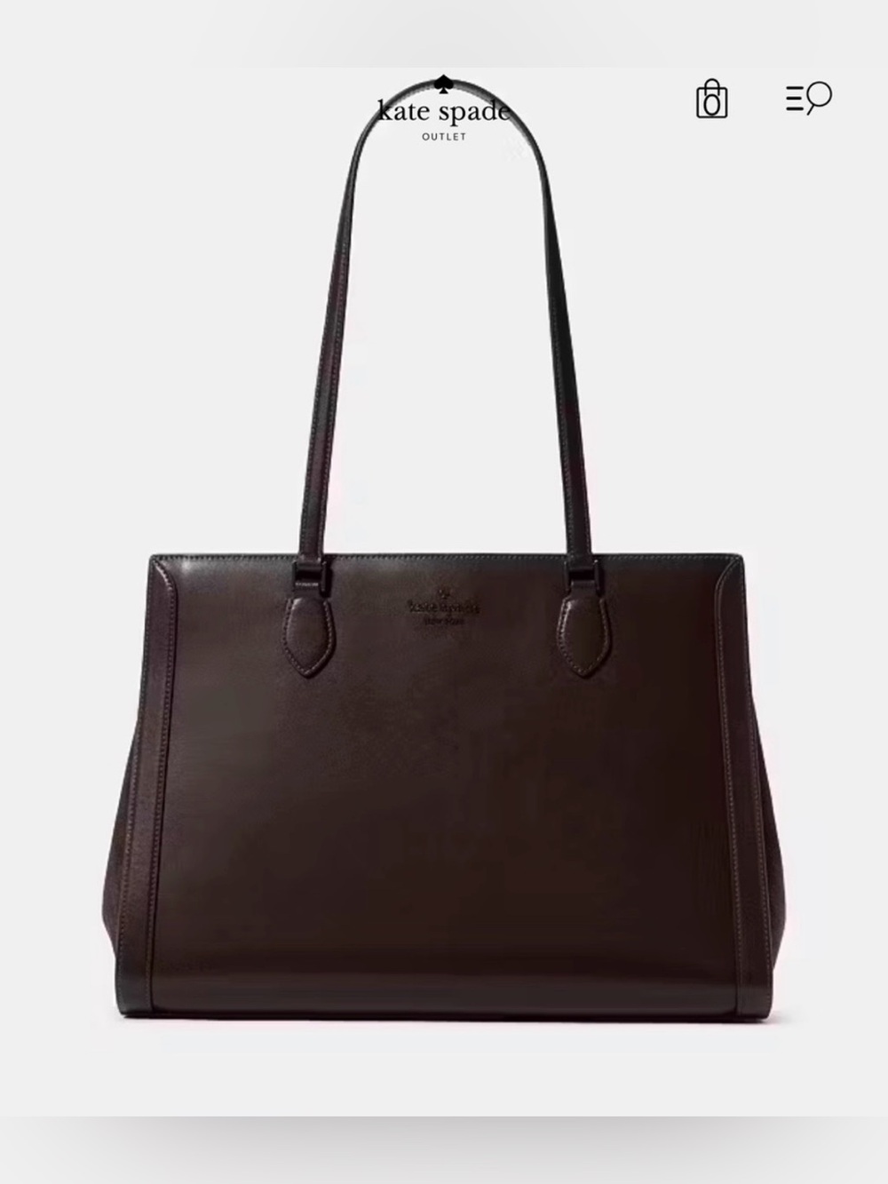 Kate Spade Madison LG Laptop Tote. Dark Brown.